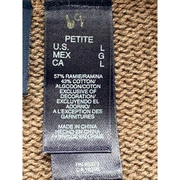 Crazy Horse Liz Claiborne Petite L Brown Full-Zip Sweater Snow Embroidered Dogs - Picture 6 of 11